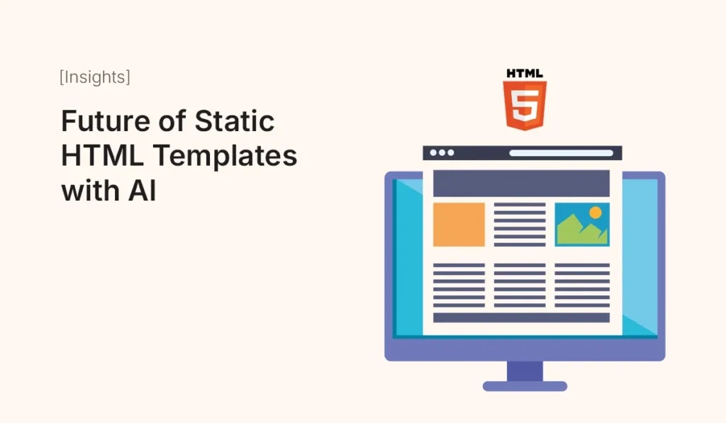 AI generating a static HTML website on a futuristic computer screen